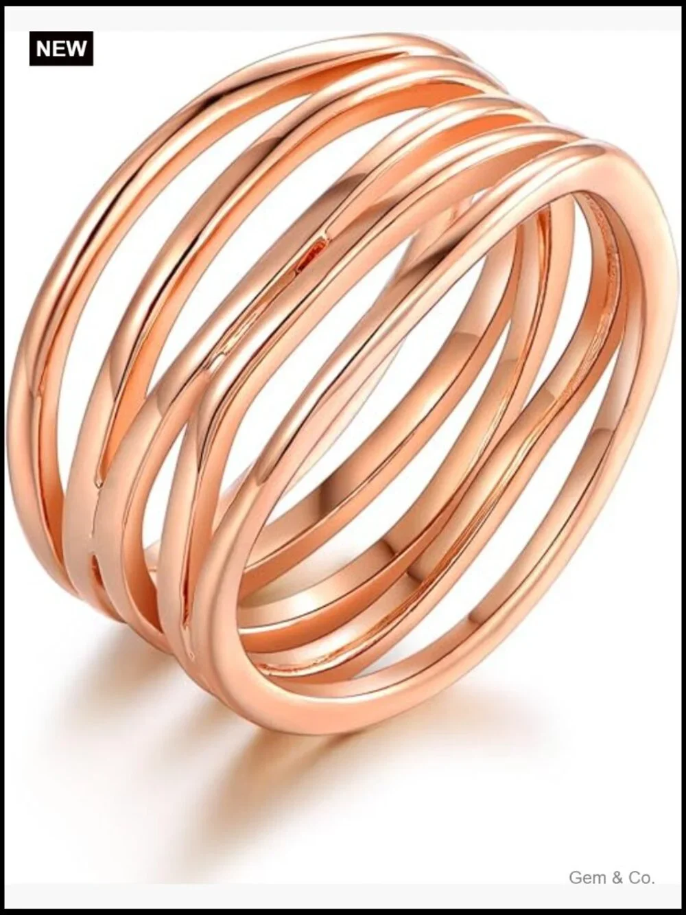18K Gold Plated Statement Ring, Band Style, Sizes 5-10